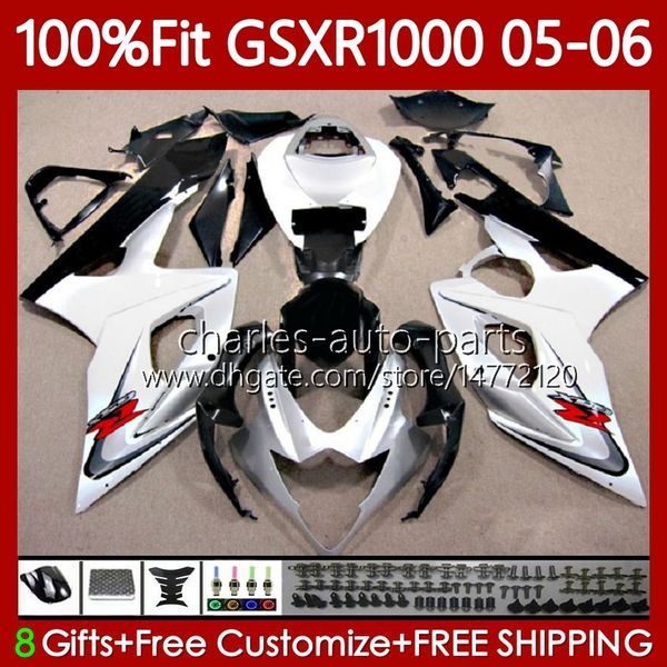 Corpi per stampi ad iniezione per SUZUKI GSXR1000 GSXR 1000 CC K5 GSX-R1000 Bianco rosso 2005-2006 Carrozzeria 122No.70 1000CC GSXR-1000 05 06 GSX R1000 2005 2006 Kit carenatura OEM