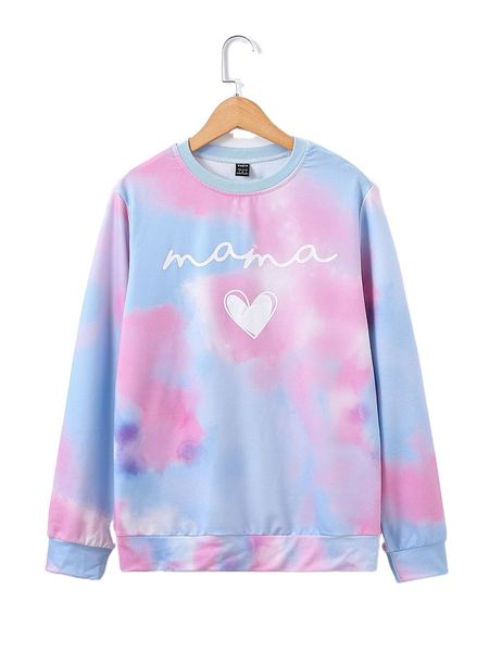 

tie dye heart & letter graphic sweatshirt o8vp#, Black