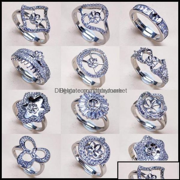 

jewelry settings 2021 pearl rings 925 sier ring for women mounting blank diy fashion aessories wedding gift d dhfho, Slivery;crystal