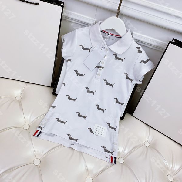 

simple kids polo dress cotton white shirts solid casual baby girls dresses logo brand designer kids clothes, Red;yellow