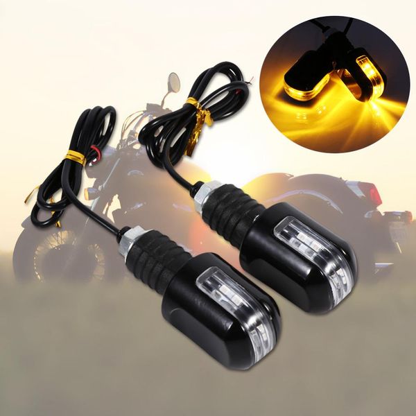 Motocicleta Iluminação Car-Styling 1 Par de Motocicleta 7/8 '' Punho Bar End 6 LED Turn Signal Indicador Amber Light Motocicleta