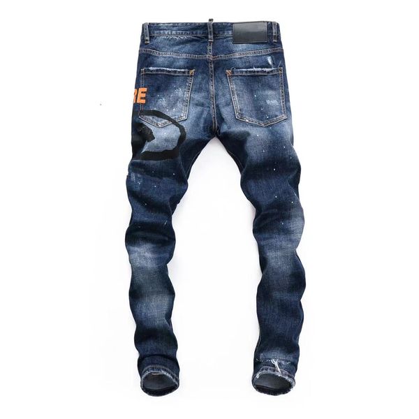 DSQ Jeans Mens Lüks Tasarımcı Kot sıska yırtık havalı adam nedensel delik denim marka fit jean erkekler yıkanmış pantolon yapımı İtalya boya boya boya