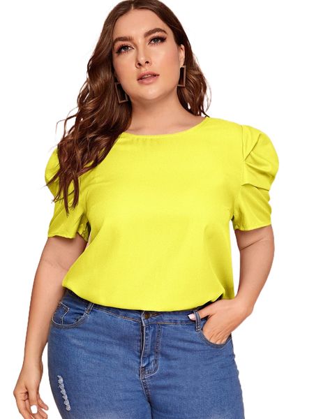 

plus keyhole back puff sleeve n2qb#, Black