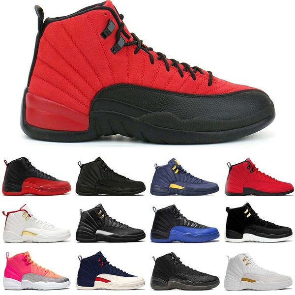 

jumpman 12s basketball shoes 12 casual shoes university gold reverse flu game dark concord bulls wolf grey mens trainers sports sneakers, Black