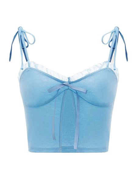 

frilled tie front cami l49i#, White