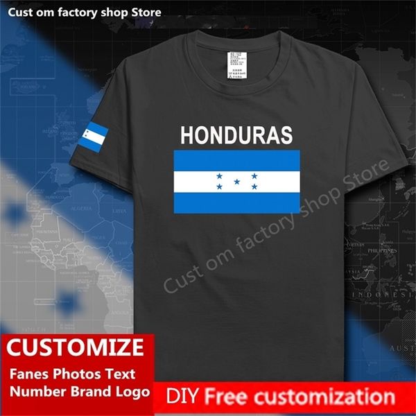 Honduras Land Flagge T-shirt DIY Custom Jersey Fans Name Marke Baumwolle T-shirts Männer Frauen Lose Beiläufige Sport T-shirt 220620