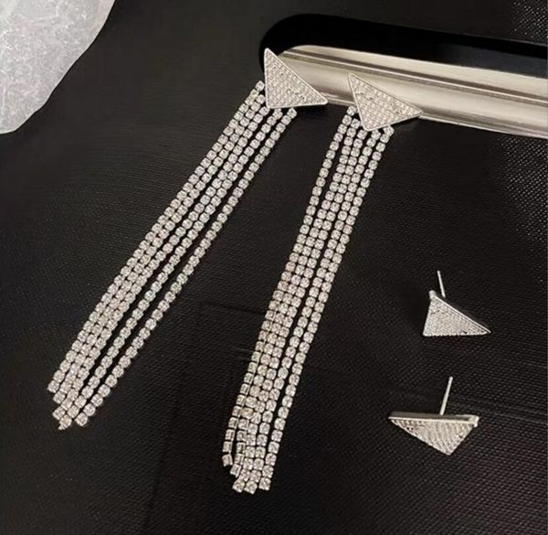 

european and american multi-style letters dangle & chandelier exaggerated high-quality long tassel niche temperament earrings female fast de, Silver