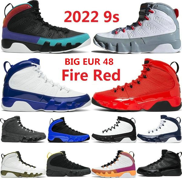 

2022 mens off basketball shoes 9 9s dark charcoal university gold racer blue particle cool grey chile fire red unc barons johnny kilroy size, Black
