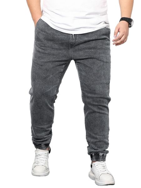 

extended sizes men slant pockets jogger jeans j0rc#, Blue