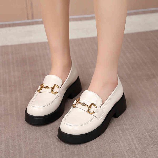 

dress shoes women's shoes spring and autumn cow lacquer leather with metal buckle round head, comfortable large flat bottom fashion cas, Black