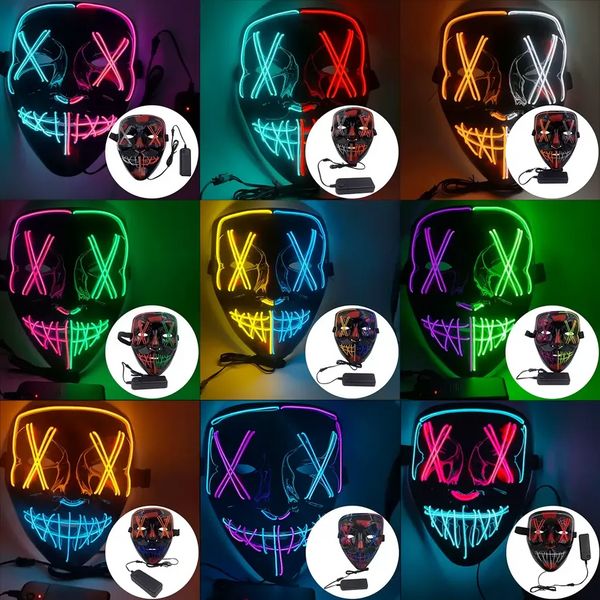 2023 Festive Party Halloween Mask LED Light Up Maschere divertenti L'anno elettorale Purge Great Festival Cosplay Costume Forniture 0816