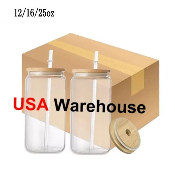 

us warehouse 12oz 16oz 25oz sublimation glass beer mugs glass water bottle beer can glass tumbler drinking glasses t0527
