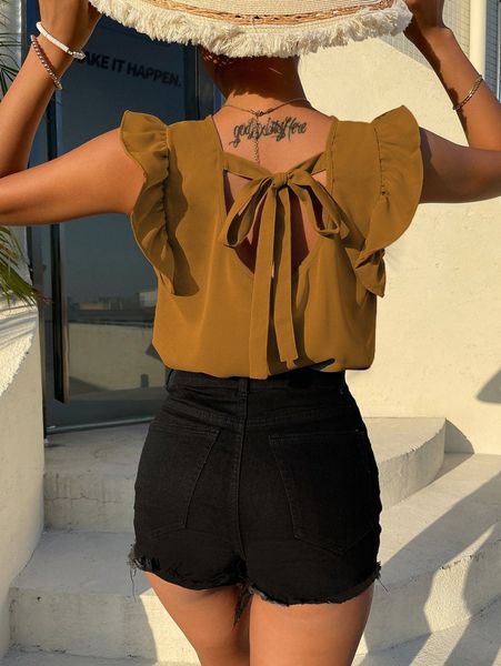 

butterfly sleeve tie back m2ua#, White