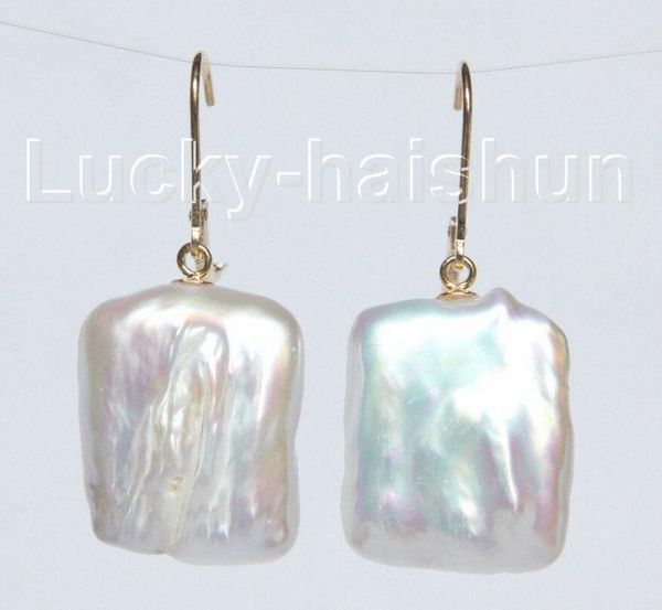 

natural 23mm baroque white reborn keshi pearls earrings, Silver