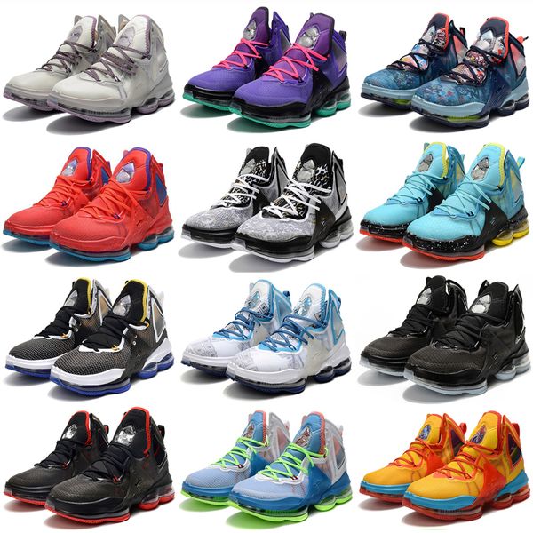 

2022 lebron 19 lebrons 19s men basketball shoes bred valentines day uniform hook tropical grey purple white blue akron birch mens trainers s