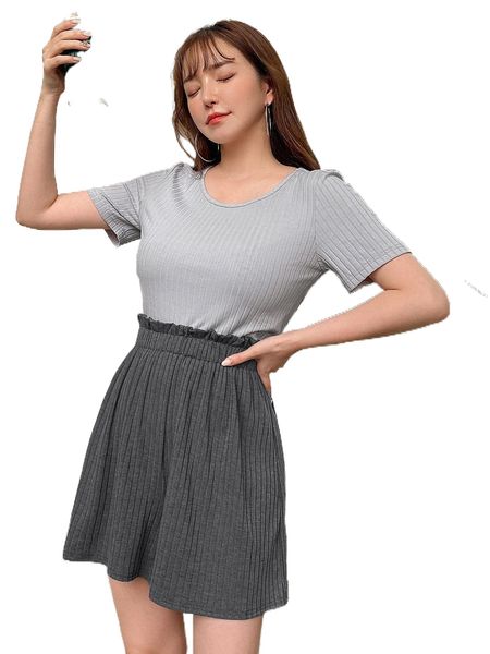 

dazy solid tee & paper bag waist shorts 62ml#, White