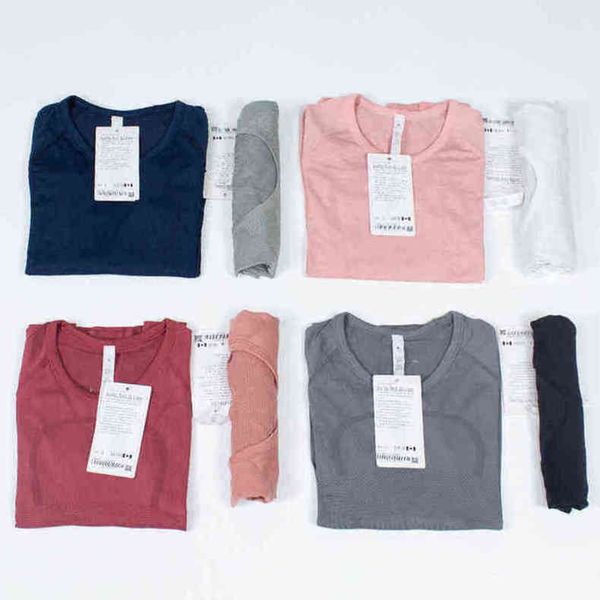 

lulu brand classic high elastics t shirts yoga shirt long sleeve quick dry breathable workout push-up gym t-shirt fitness tees lu tshirts 1, White