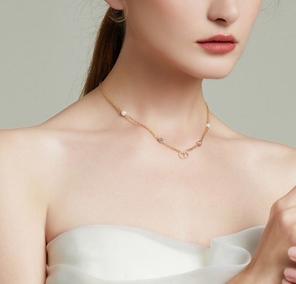 

factory direct brand d home medieval vitage10k light gold pearl clavicle necklace women's fashion neckwear, Silver