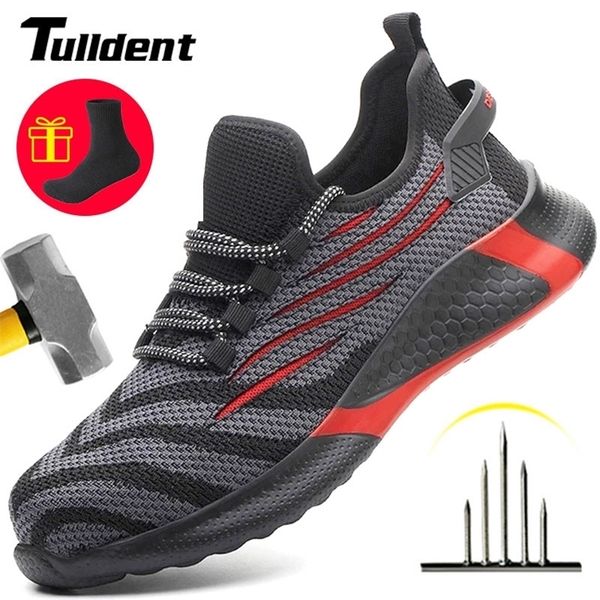 

breathable men work safety shoes antismashing steel toe cap working boots construction indestructible work sneakers men shoes 220809, Black