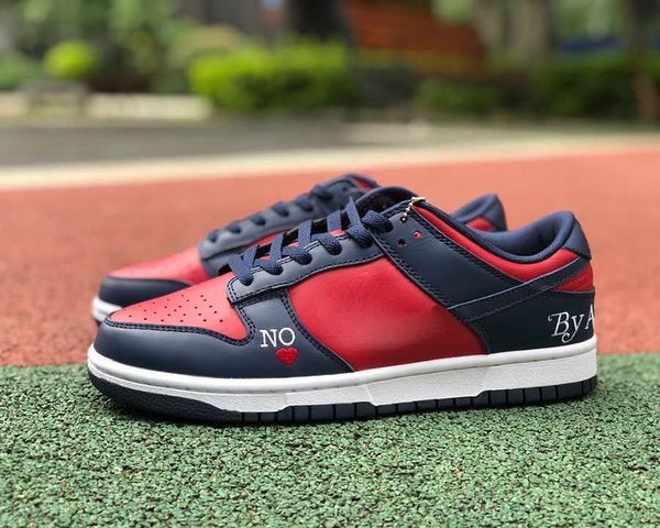 

skateboard shoes duks low dark blue red white black leisure shoe sneakers with box