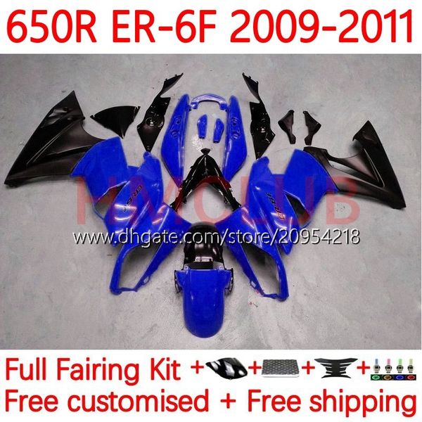 Kit de fadas para kawasaki ninja 650r er 6 f 650 650 r corpo er6 f er6f 09 10 11 carroceria 17no.50 er-6 f er 6f 650-r 09-11 Cowling ER-6f 2009 2010 2011 OEM Fairing azul preto preto