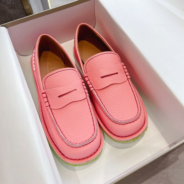 

luxury brand shoes round toe loafers leather casual shoes with box, Black