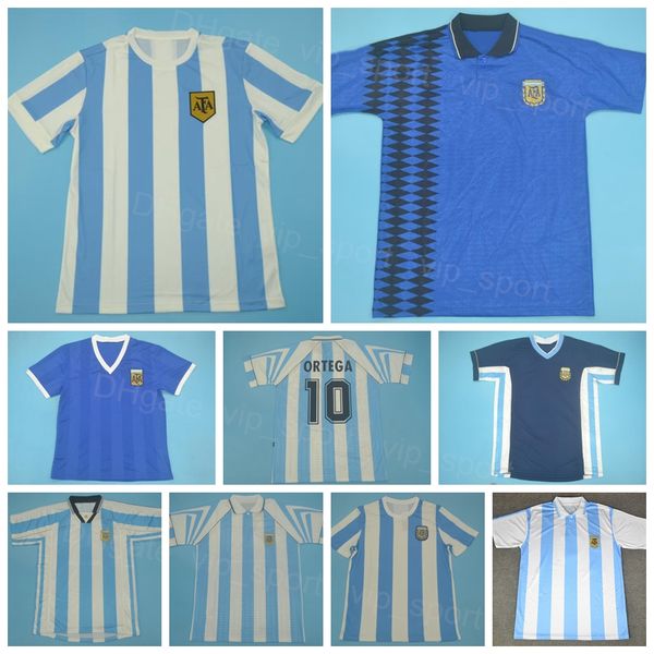 Vinatge Cerati Soccer Jersey 1978 1986 1994 1997 Retro Gallardo Caniggia Redondo Ortega Aimar Tevez Zanetti Diego Kits de camisa de futebol agente da equipe nacional agente