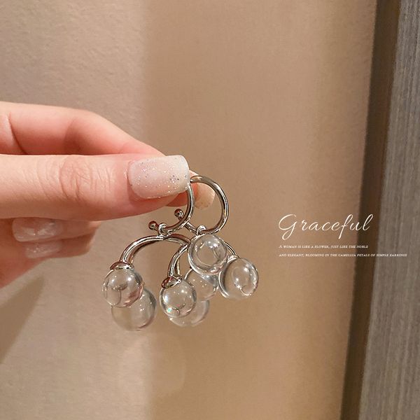 

925 silver needle ins transparent crystal earrings light luxury elegant three-dimensional geometric earrings 2022 new fashion eardrop for w, Golden