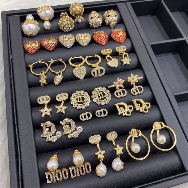 

the new 70% off letter women's classic brass cd pearl earrings new, Golden