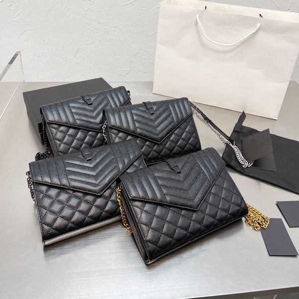 

handbags women shoulder bags totes black calfskin caviar classic diamond quilted bag chains double flap medium genuine leather cross body 15