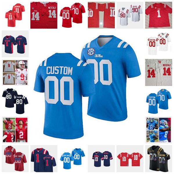 

ncaa custom ole miss rebels football jersey 34 brandon bolden 2 mike wallace 9 jerrion ealy 8 elijah moore 2 matt corral 17 demon clowney 25, Black