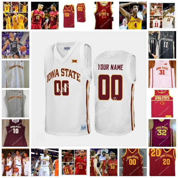 

ncaa custom iowa state cyclones stitched college basketball jerseys 10 xavier foster 21 jaden walker 22 gabe kalscheur 23 tristan enaruna 2, Black