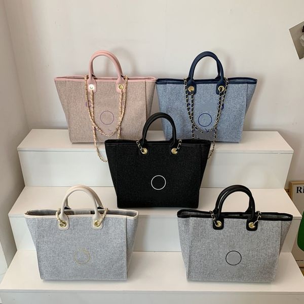 

lady style letter printed totes women metal chain canvas handbag luxury single shoulder shopping bags a8778