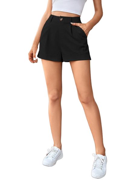 

solid slant pocket shorts x541#, White;black