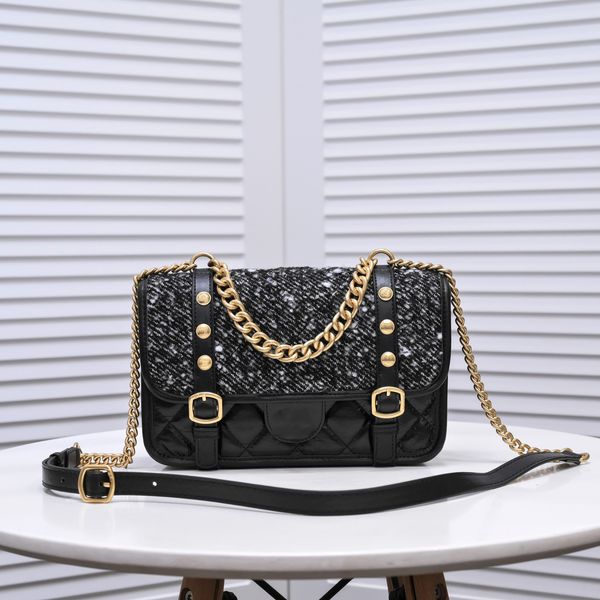 

aa new bags classic caviar grain cowhide quilted plaid woven chain gold hardware shoulder messenger bag luxury designer women's sweet h