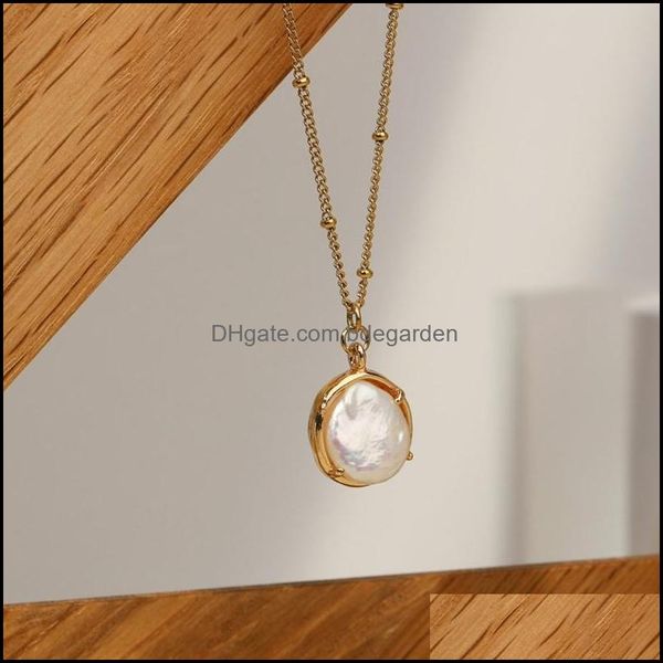 Collane con ciondolo Pendenti Gioielli Amaiyllis Oro 14 carati Barocco Clavicola Moda Bottone naturale Collana di perle d'acqua dolce per le donne Goccia Del