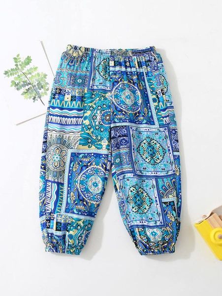 

baby scarf and floral print tapered pants she01, Blue