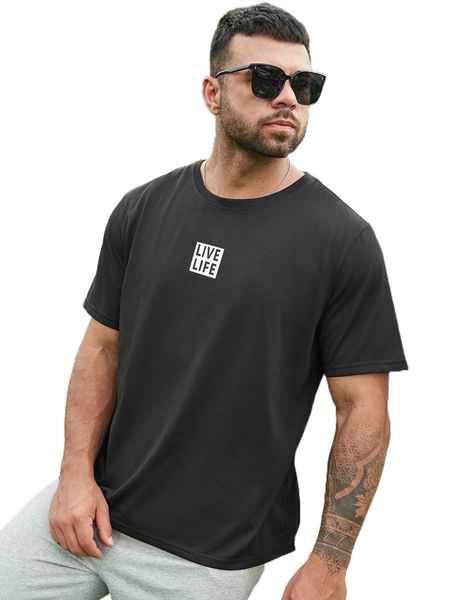 

extended sizes men letter graphic tee t49x#, White;black
