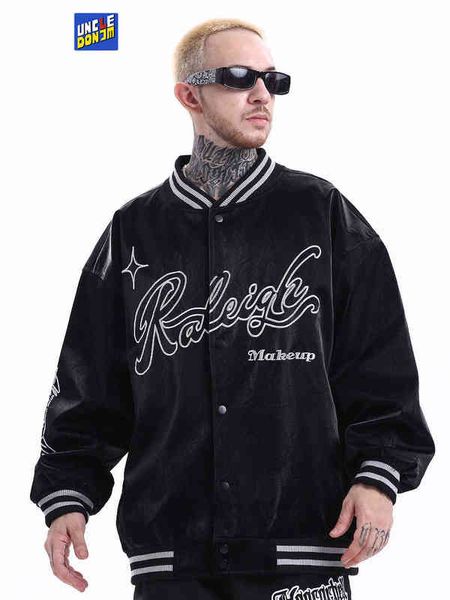 

uncledonjm loose cotton embroidery bomber coat autumn baseball suit casual embroidery female jacket varsity jacket t220728, Black;brown