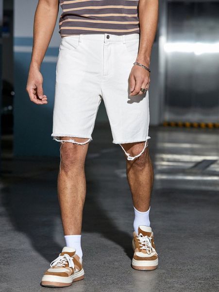 

men raw hem bermuda shorts b7z3#, White;black