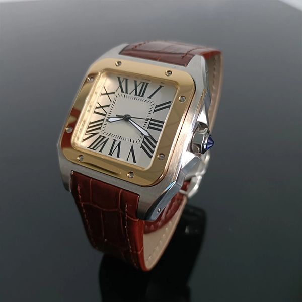 

Car Luxury Men's Watch Mechanical Automatic Square Watch tier Cowhide Band Diameter 40mm Sapphire Mirror Montre De Luxe Watch dhgates watch lb, Brown