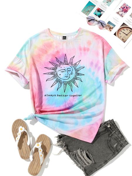 

sun & slogan graphic tie dye tee o6wj#, White