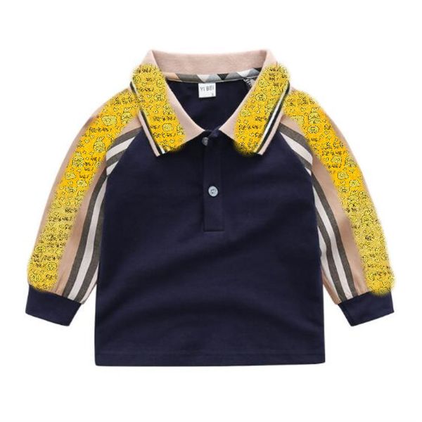 2022 New Autumn Baby Shirt Fashion Stripe Children's Wear 2 colori Cotton Long Sleeve Boys Polo Shirt Abbigliamento per bambini