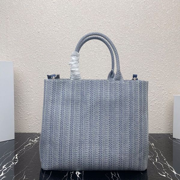 Nuova borsa tote ricamata di alta qualità Borse per lo shopping di grande capacità per computer Cinturino in tessuto con lettere in tweed Borse con manico Borse a tracolla alla moda