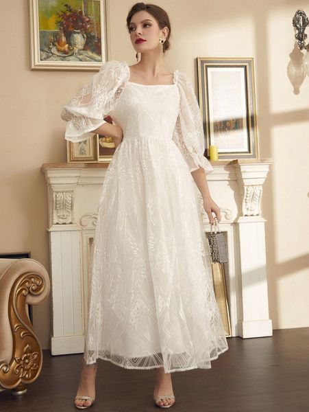 

guipure lace flounce sleeve prom dress k19w#, Black;gray