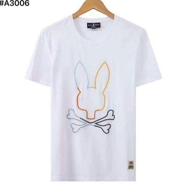 

mens t shirt tide brand psychobunny skull rabbit print men polo comfortable couple models breathable and comfortable ice porcelain cotton, White;black