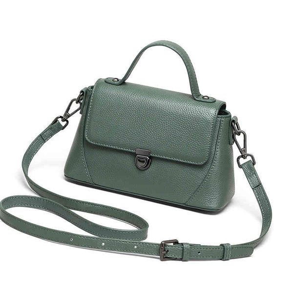 

2022 luxury women handbags shoulder bags for genuine cow leather messenger bag ladies satchels 2 straps green
