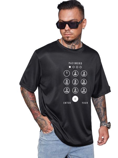 

extended sizes men letter graphic tee b0ym#, White;black