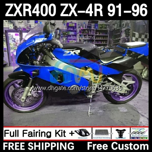 Karosserie für KAWASAKI NINJA ZXR 400 CC ZX4R ZXR400 ZX-4R 91 92 93 94 95 96 12DH.186 Karosserie ZX 4R ZXR-400 1991 1992 1993 1994 1995 1996 400CC 91-96 OEM-Verkleidungsset blau schwarz