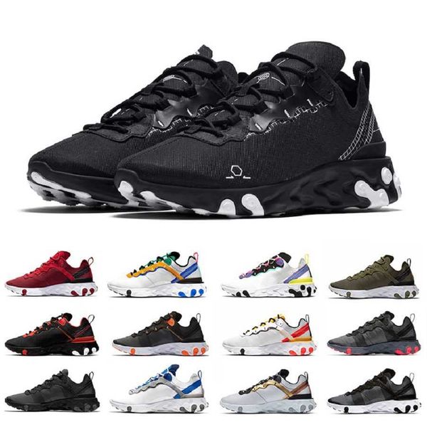 

fashion script react element 55 mens running shoes 55s trainer sports sneakers solar red metallic gold triple black taped seams blue men